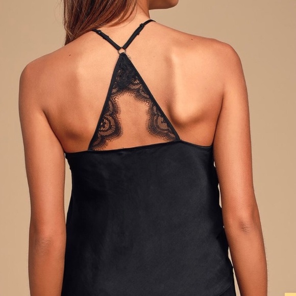 Free People cami Starlight silky lace black top S - Picture 4 of 5